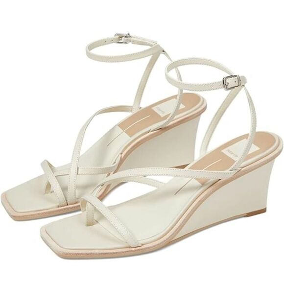 Dolce Vita Sandals‎ Ladies Size 11 Gemini Cream Square Toe Strappy Wedge Heel - Picture 1 of 8
